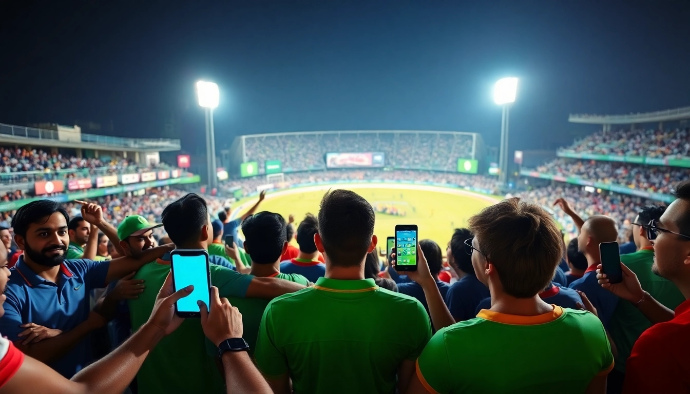 Engage in IPL cricket betting online with vibrant stadium scenes and enthusiastic fans.