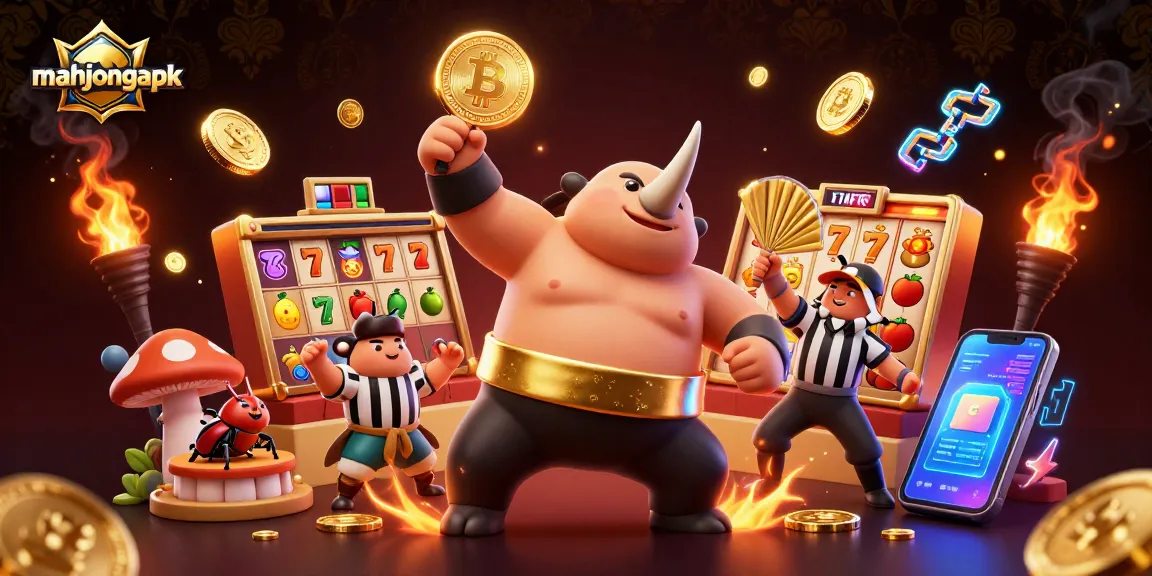 Experience thrilling gameplay with mahjongapk in an exciting slot-themed scene featuring golden coins and vibrant characters.
