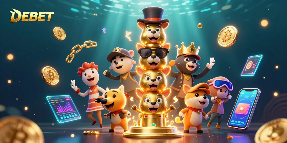 Experience DEBET's vibrant casino illustration showcasing lively gaming elements in a dynamic scene.