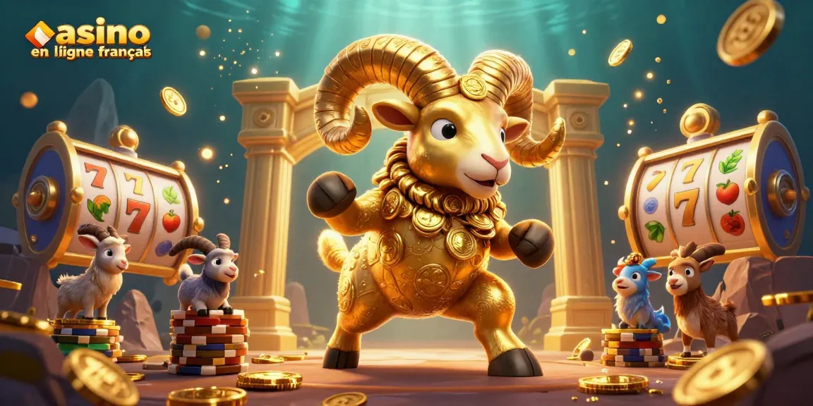 Jouez au casino en ligne français avec un ram doré et des machines à sous tourbillonnantes.