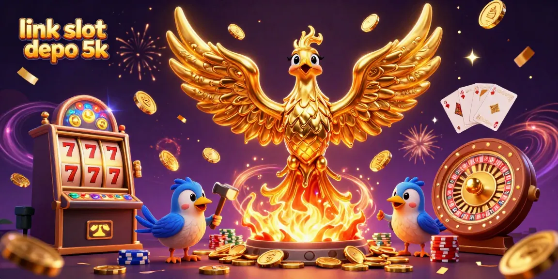 Win big at link slot depo 5k with the shimmering phoenix and cascading gold coins.