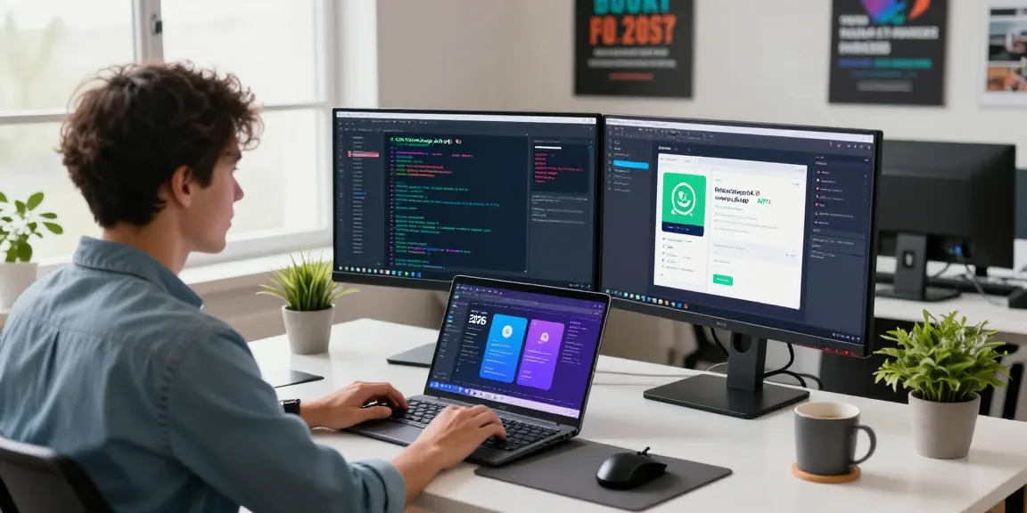 Developer working on GB WhatsApp APK features in a modern tech workspace