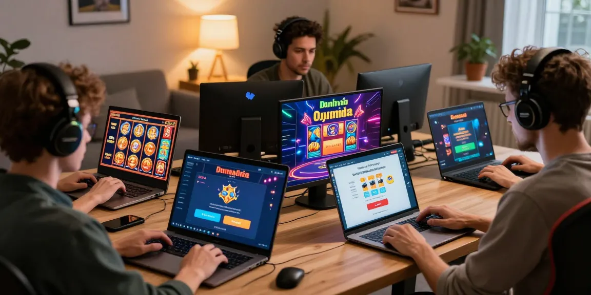 Des joueurs profitant des jeux de casino en ligne retrait instantané dans un bureau à domicile vibrant.