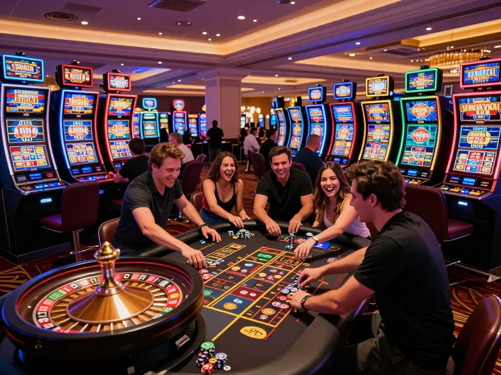 Players enjoying the excitement of nano banana flash at a lively Vegas casino roulette table.