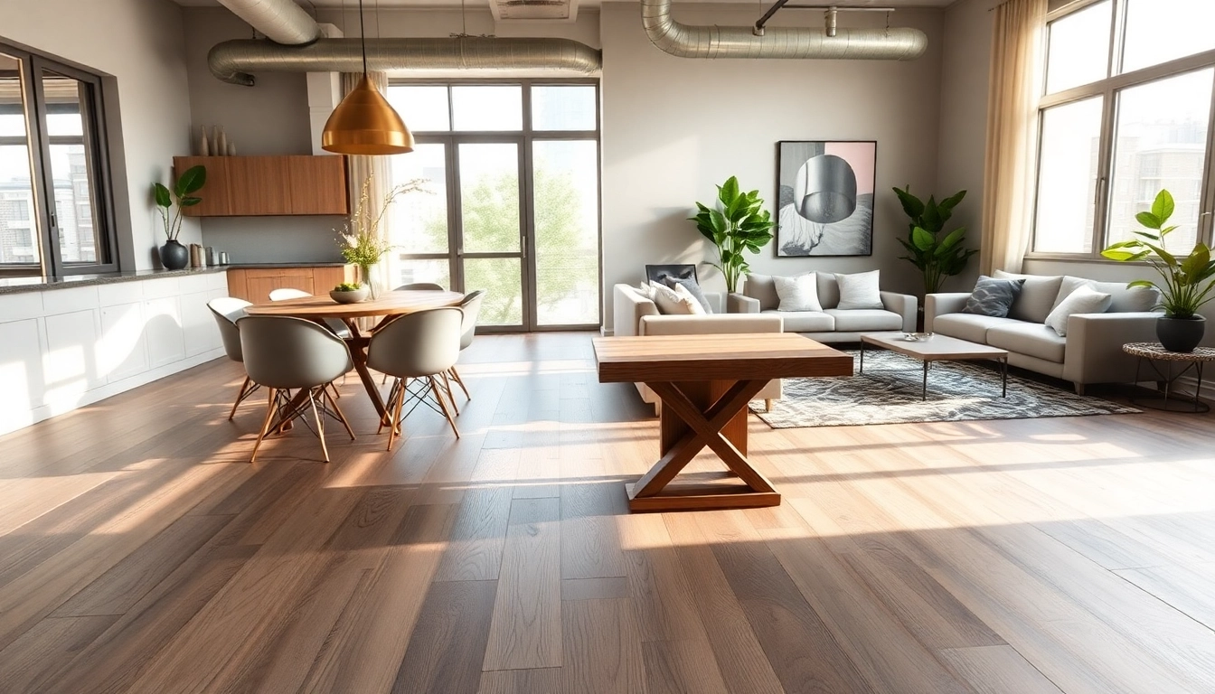 Explore luxurious flooring near me in an elegant urban apartment, showcasing style and comfort.