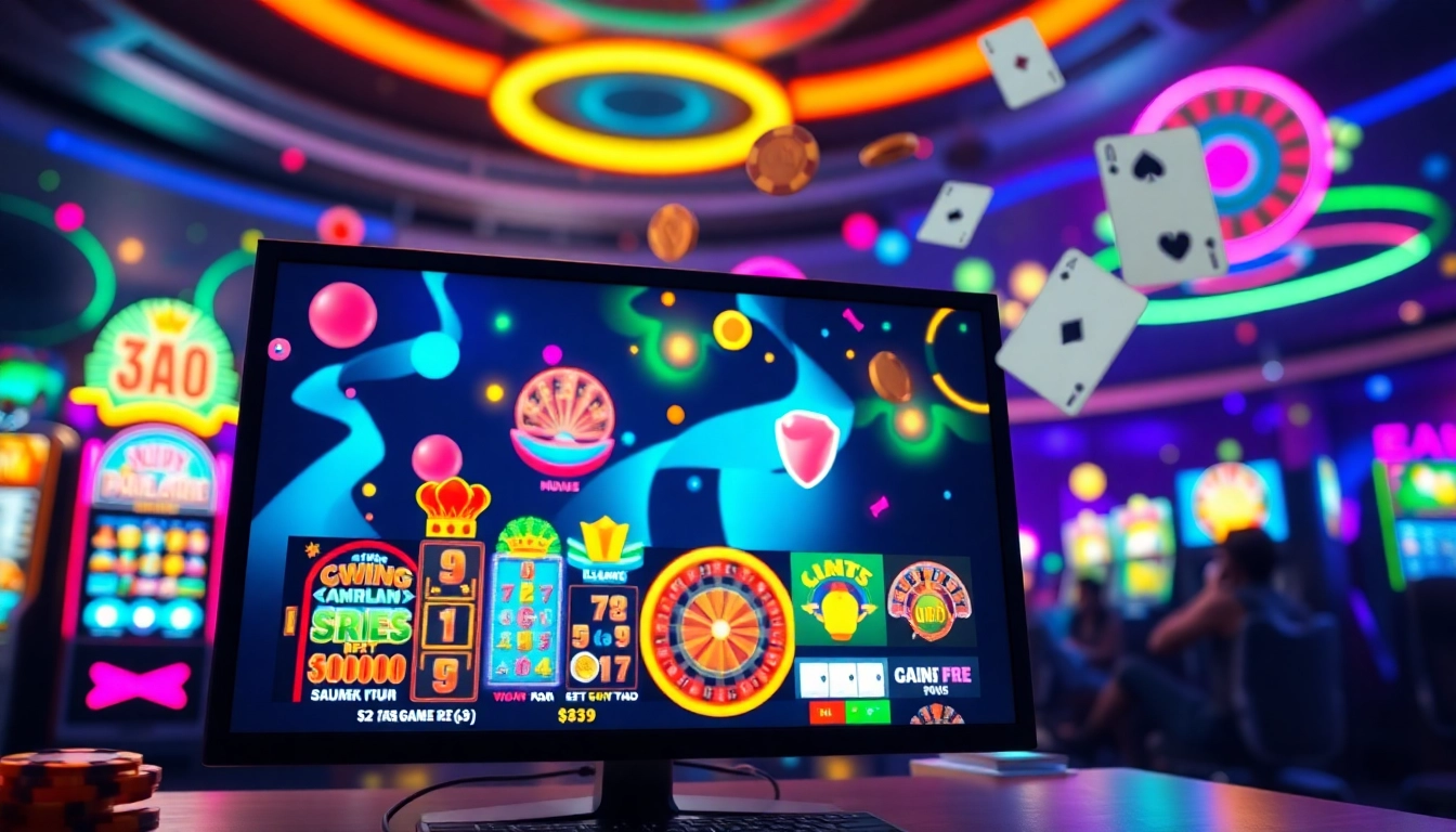 Casino-spiele de mit lebendigen Grafiken und aufregenden Icons in einem Online-Casino-Setting.