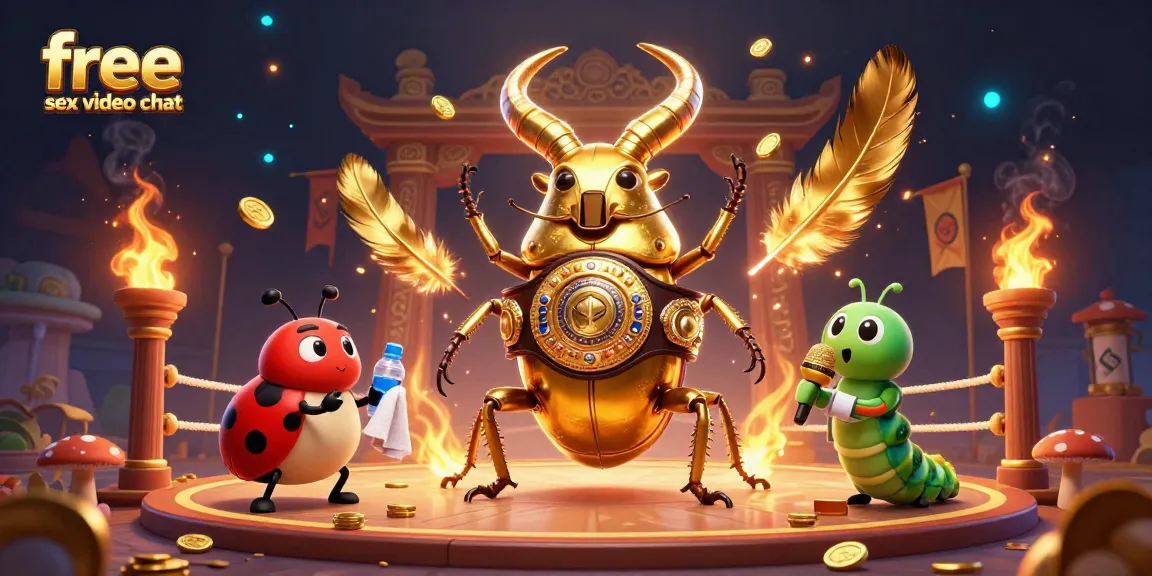 Engage in free sex video chat with animated characters in a dynamic casino setting featuring gold and fire effects.