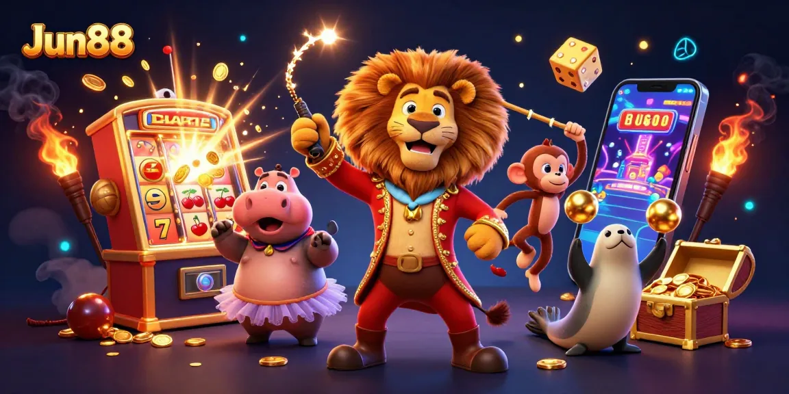 Experience exciting Jun88 casino adventures with vibrant characters and jackpot elements.