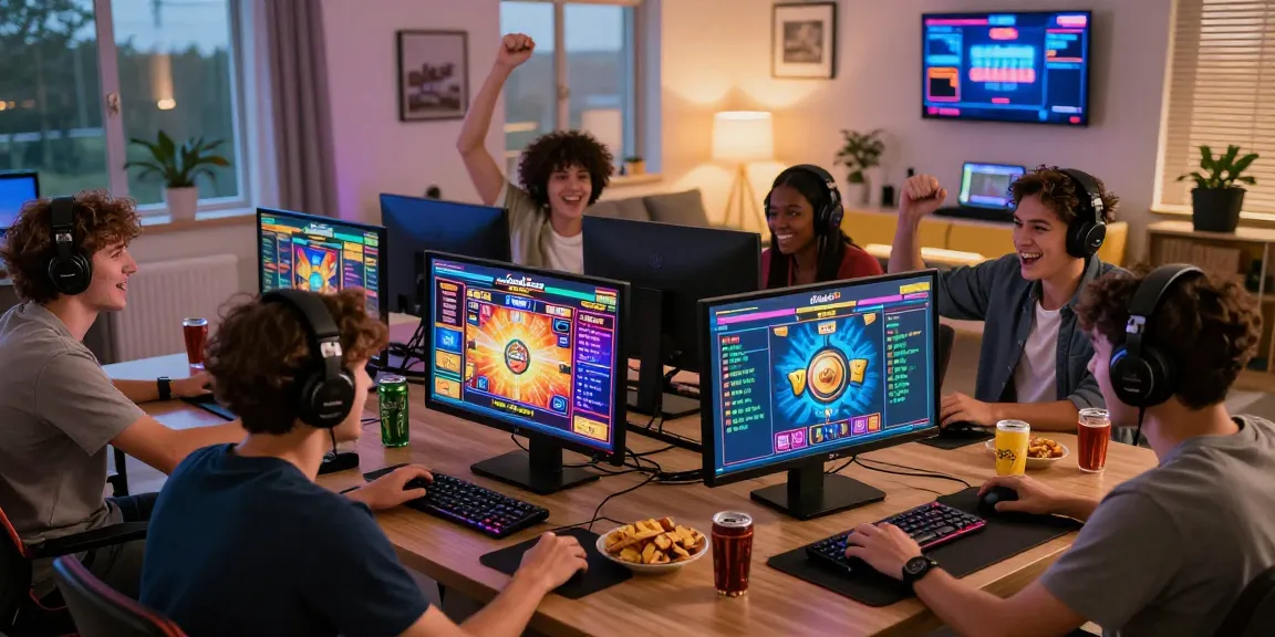 Players enjoying an exciting session on garuda303 platform with vibrant slot games and snacks in a lively urban setting.