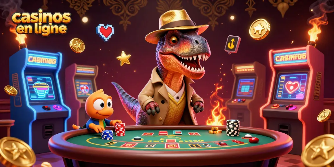 Jouer aux casinos en ligne avec un vélociraptor et un stégosaure dans une scène de jeu vibrant et ludique.
