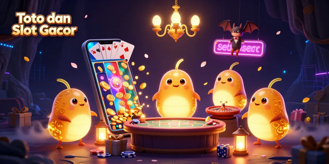 Toto dan Slot Gacor game illustration showing vibrant characters and casino elements, exciting gameplay scene.
