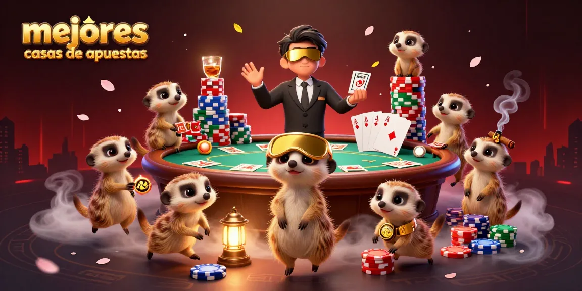 Mejores casas de apuestas ilustradas en 3D con un grupo de suricatas en un casino, mostrando acción y diversión.