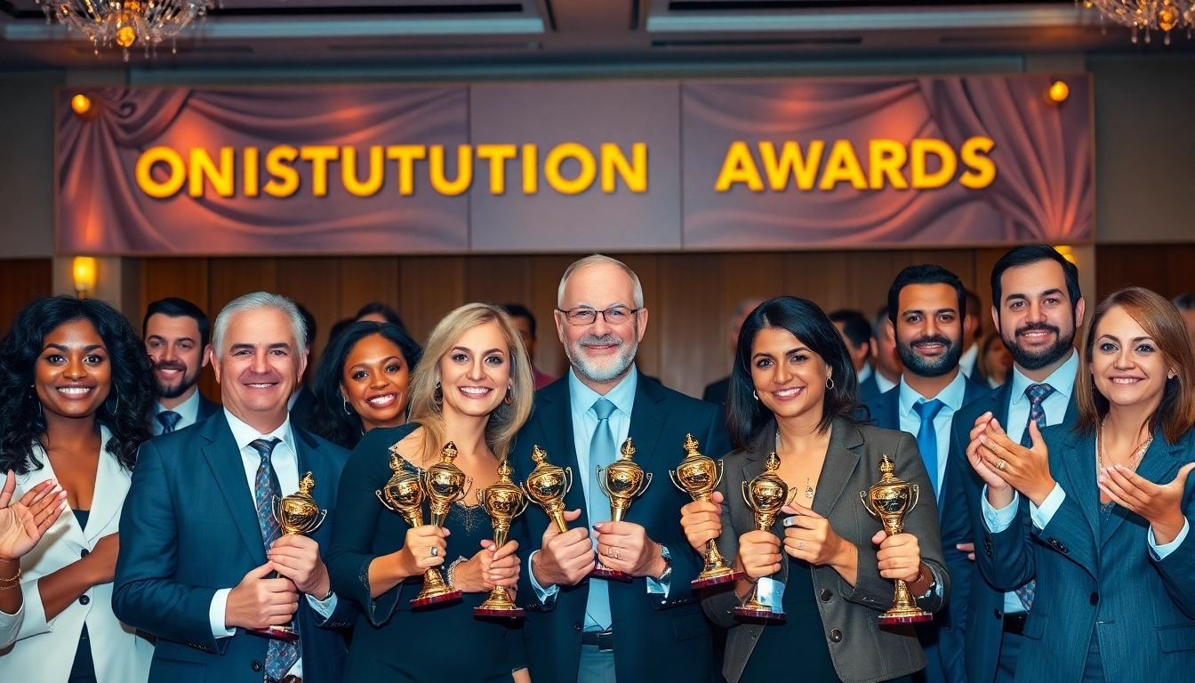 Celebrating Construction awards winners receiving recognition at a prestigious event.