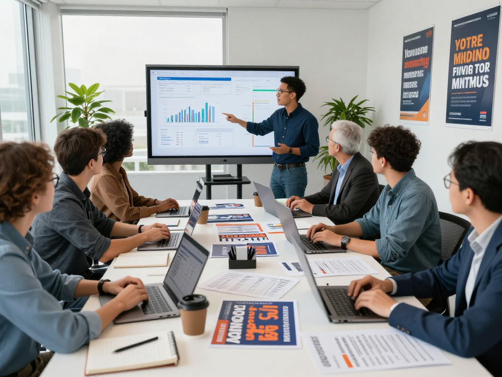 Email marketing for candidates showcased in a modern office campaign setting
