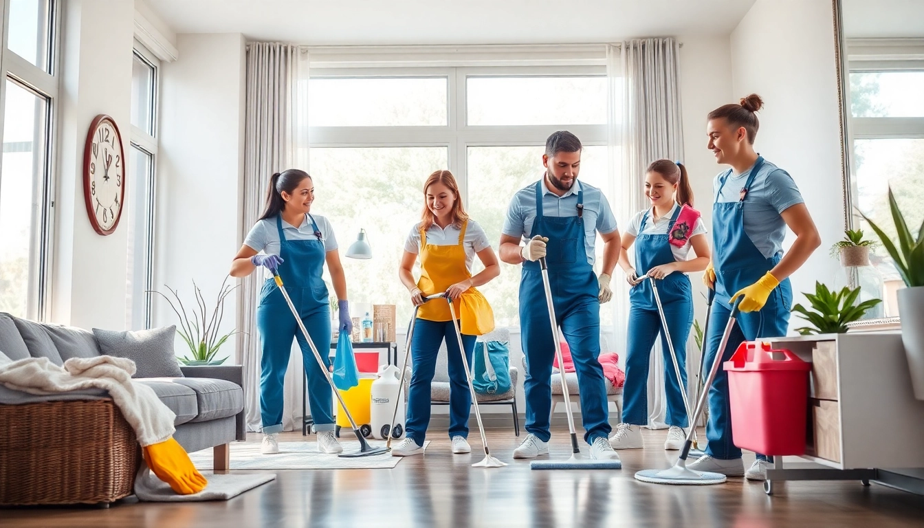 Efficient professionals delivering cleaning services near me in a bright, modern home.