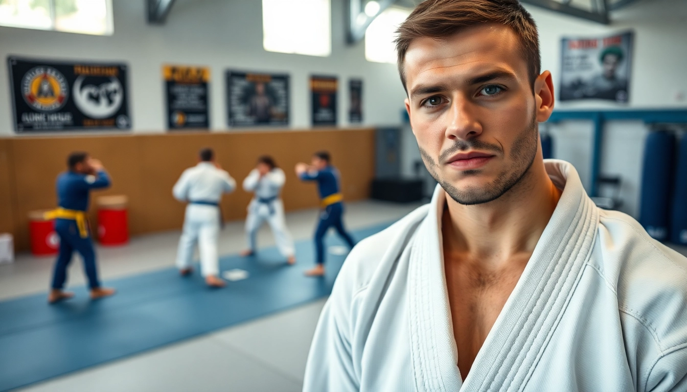 Train with quality BJJ gear as a dedicated athlete showcases their skills in a vibrant gi.
