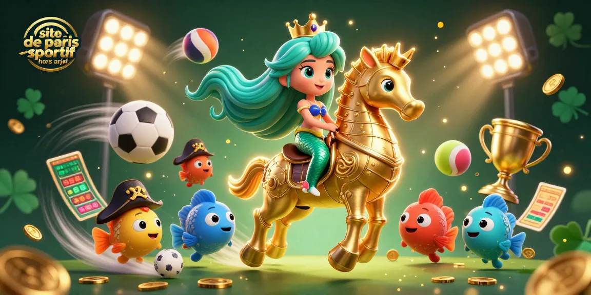 Pariez sur le site de paris sportif hors ARJEL avec une illustratrice fantastique de personnages et d'éléments sportifs animés.