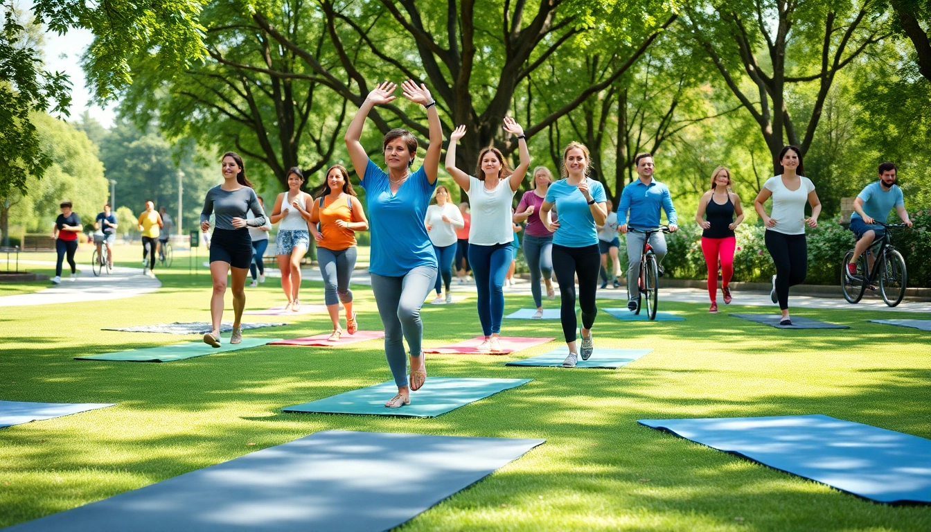 Promoting Health through yoga in a vibrant outdoor setting.