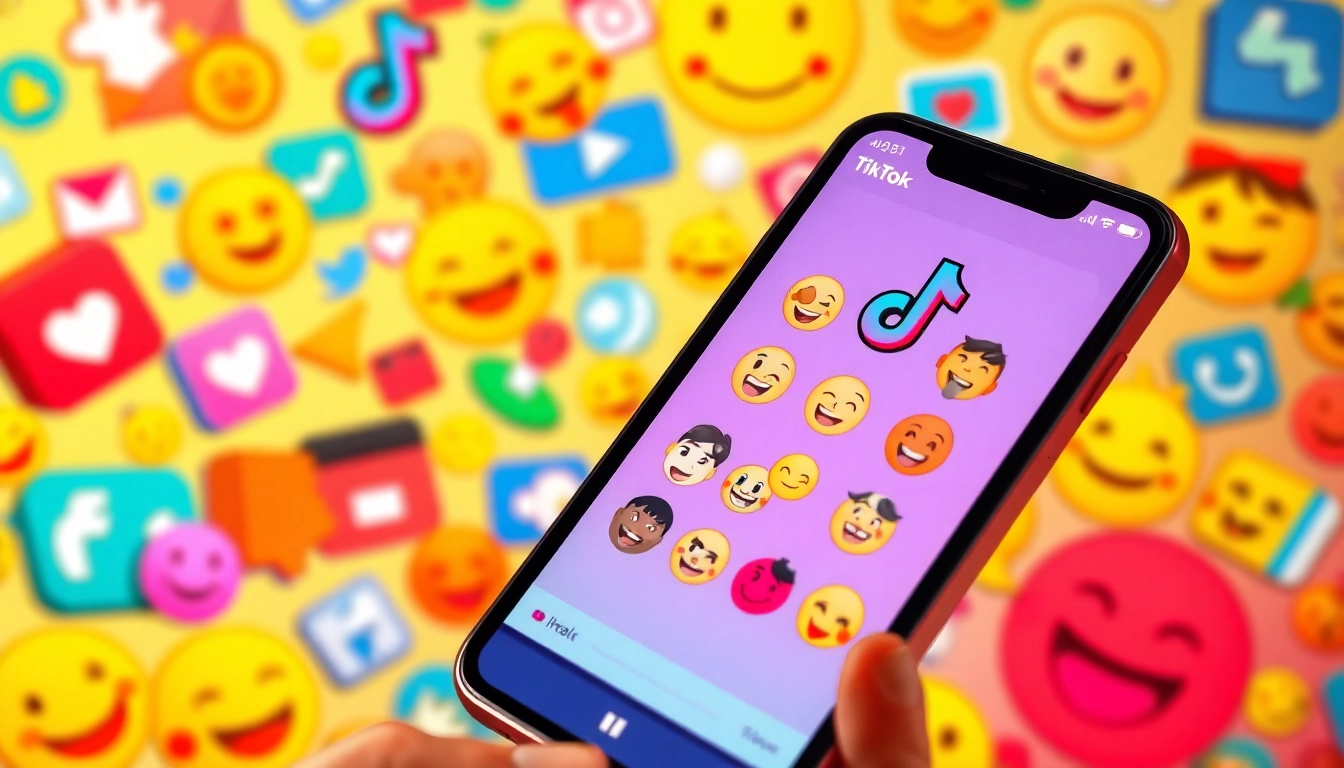 Engaging display of TikTok emojis on a smartphone screen illustrating their usage.