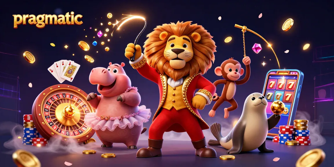 Engage pragmatic gameplay strategies with a lively circus-themed casino illustration.