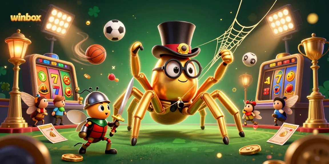 Engage in thrilling slots at Winbox, featuring dynamic gaming elements and vibrant illustrations.