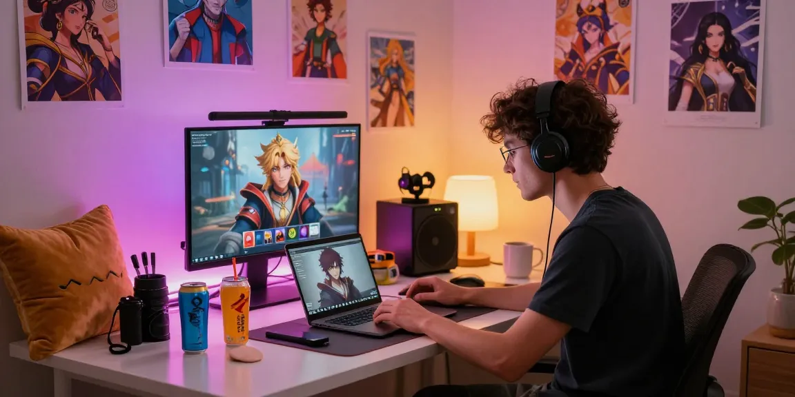 Engaging chat with character ai nsfw in a cozy, vibrant home office setting, showcasing personalized AI roleplay experience.