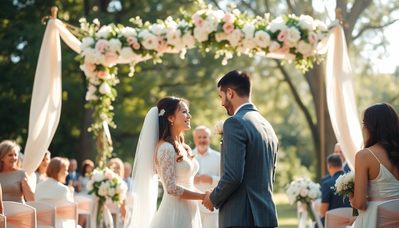 Candid moment in light & airy photography of a couple at their wedding ceremony.