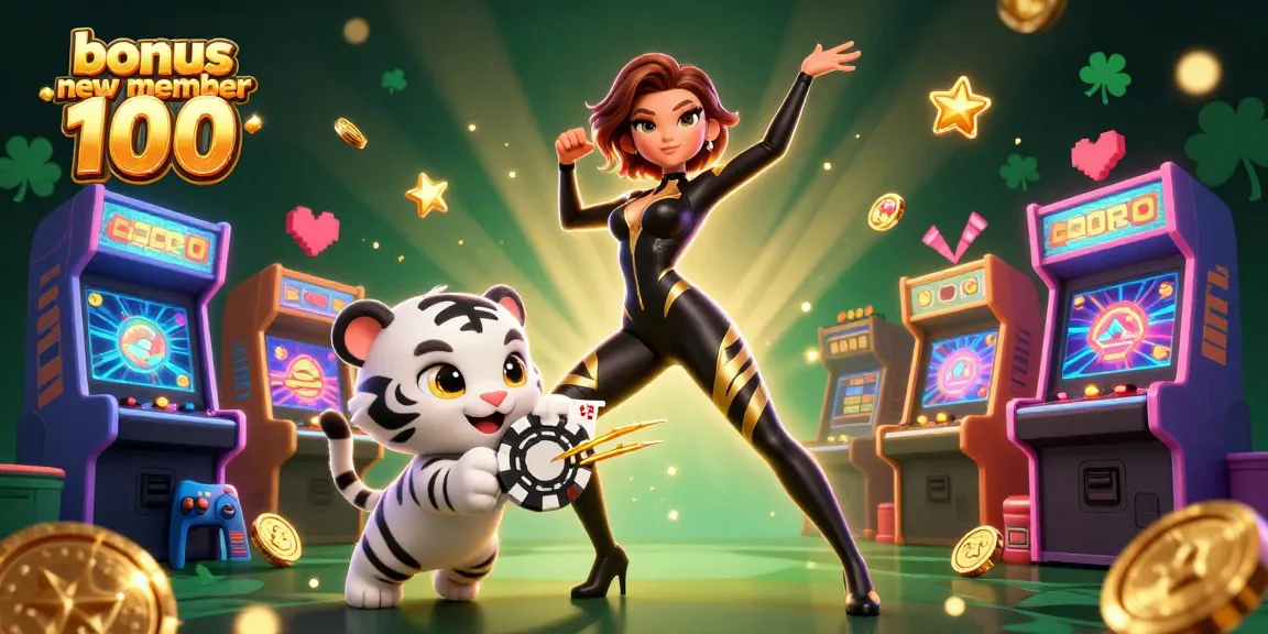 Win thrilling rewards with bonus new member 100 in this captivating casino scene.