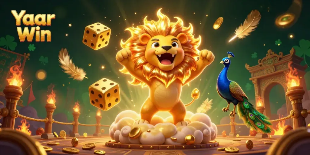 Experience the thrill of Yaar Win with vibrant characters and dynamic casino elements in this engaging illustration.