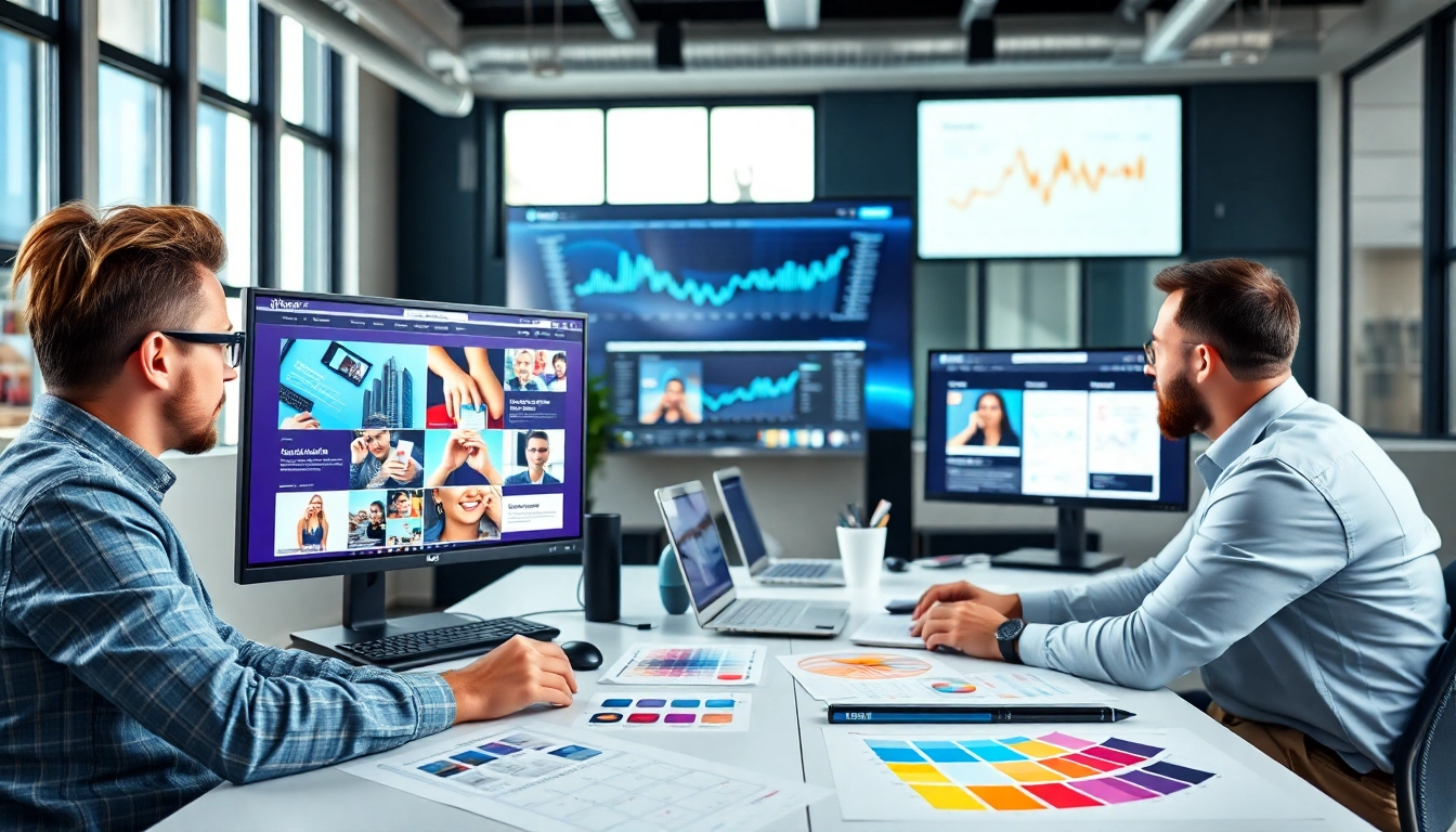 Webdesign Braunschweig: Kreatives Team arbeitet an modernen Webseiten.