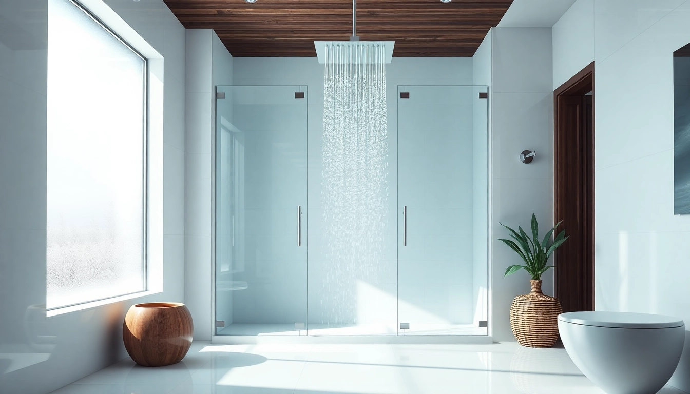 Utilisez sunny showers france pour découvrir une élégante cabine de douche moderne avec des portes en verre.