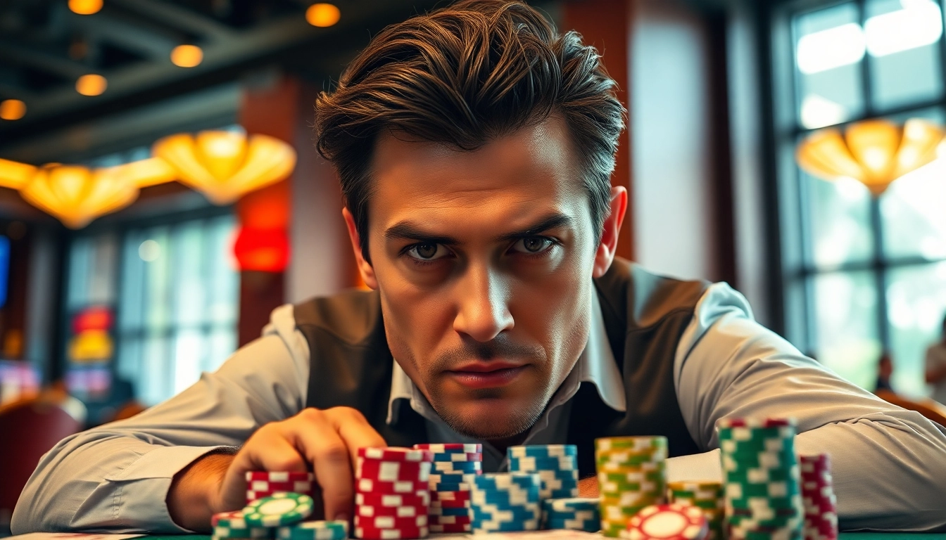 RR88 gambling strategy displayed at a poker table with vibrant casino elements.