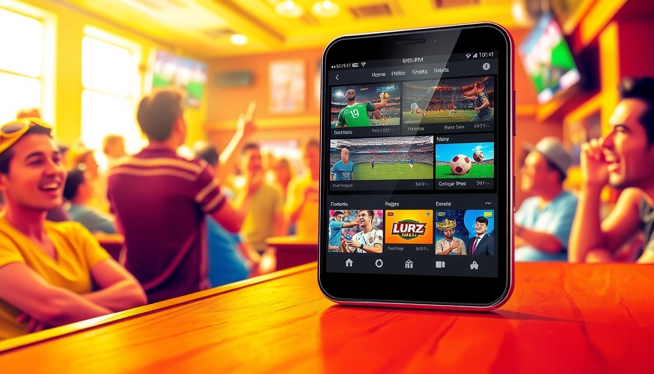 Explore the best sports betting apps India featured on a smartphone in a lively bar setting.