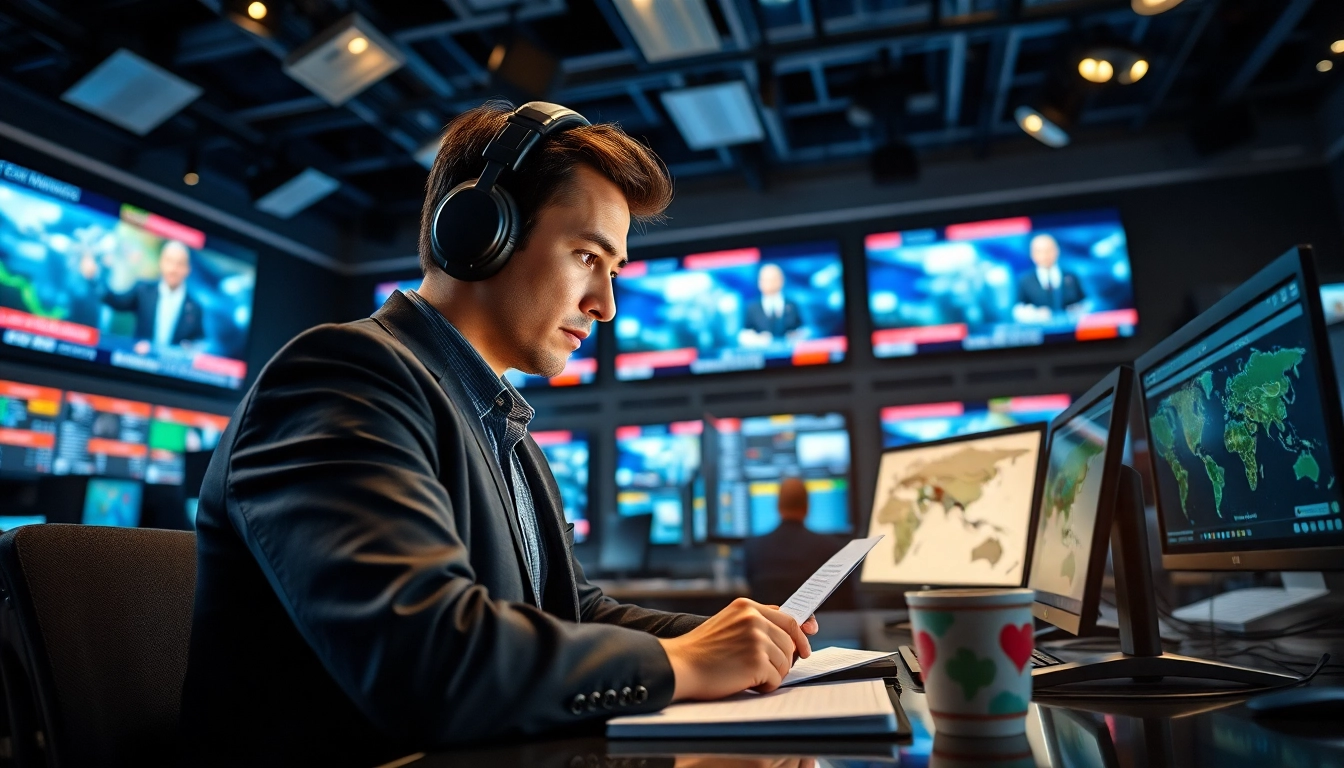 Engaging news reporting in action at Source: diknews.co.uk, showcasing a journalist and modern newsroom technology.