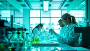 Scientists conducting cannabinoid research in a modern lab with focus on WIN55.