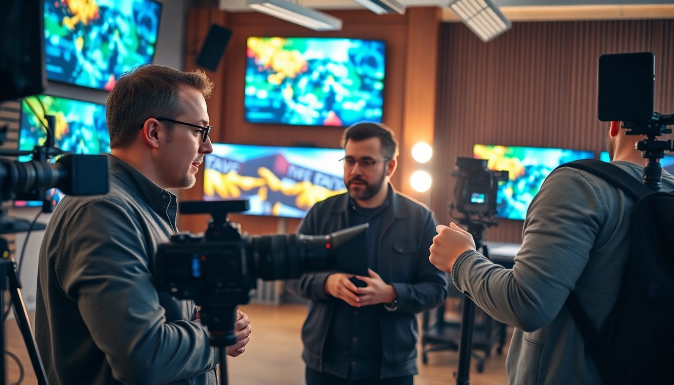 Engaging team collaboration in a Creative Video Production Agency studio environment