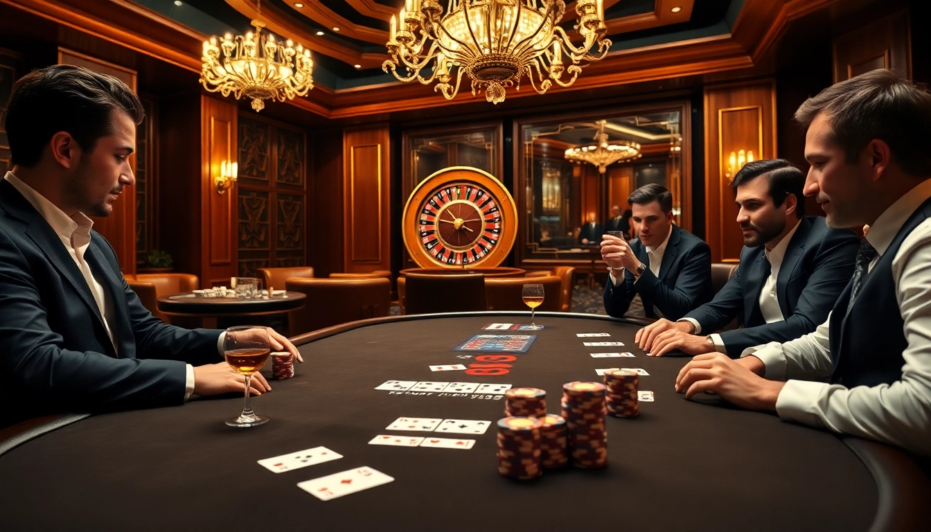 S88 VIP players engaging at a luxurious casino table, experiencing high stakes excitement.