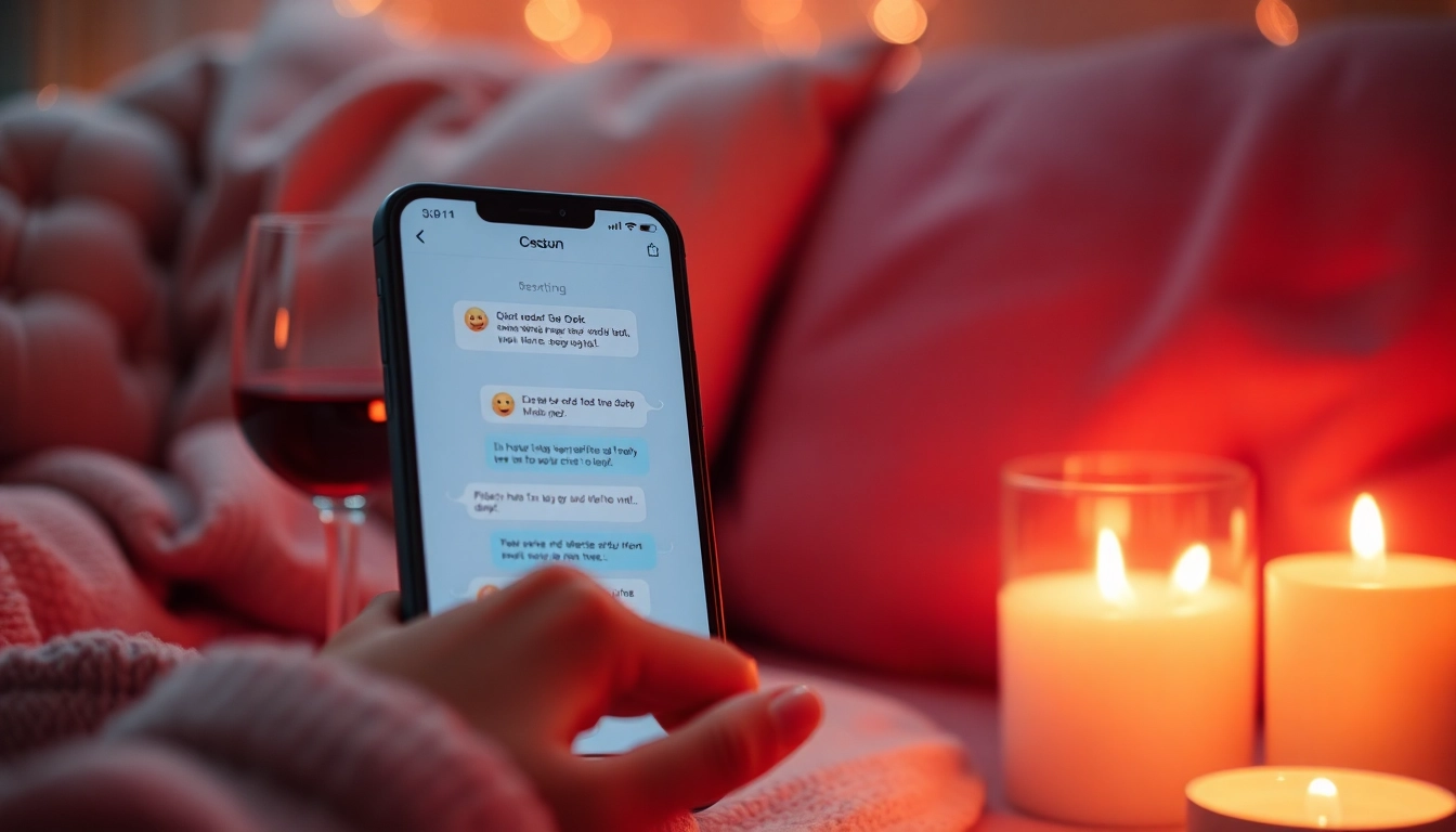 Engaging ai sexting chat displayed on a smartphone amidst romantic elements, evoking intimate connections.