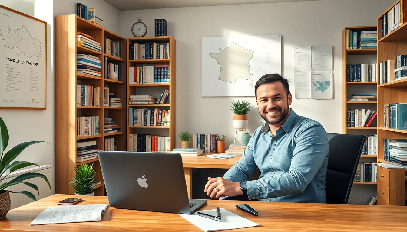 Traducteur assermenté à Marseille offrant des services de traduction professionnels dans un bureau accueillant.