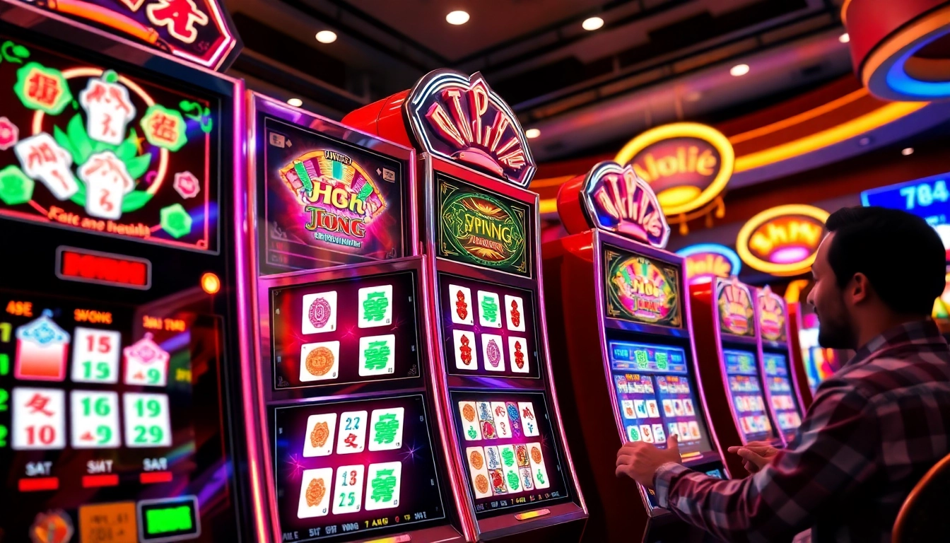 Merayakan kemenangan dalam permainan mesin mahjong slot yang penuh warna.