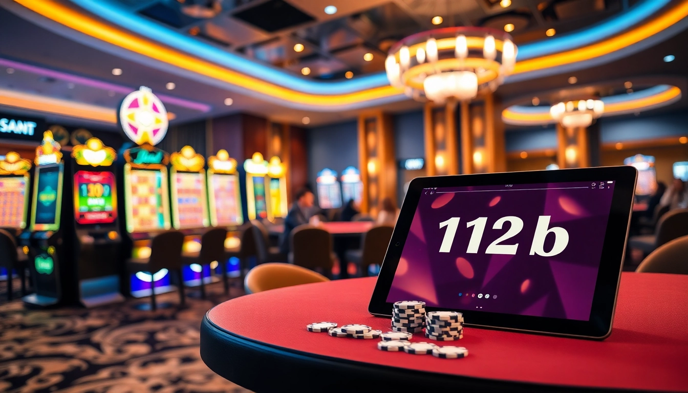 Players enjoying their experience at the 123b casino with vibrant lights and strategic betting.