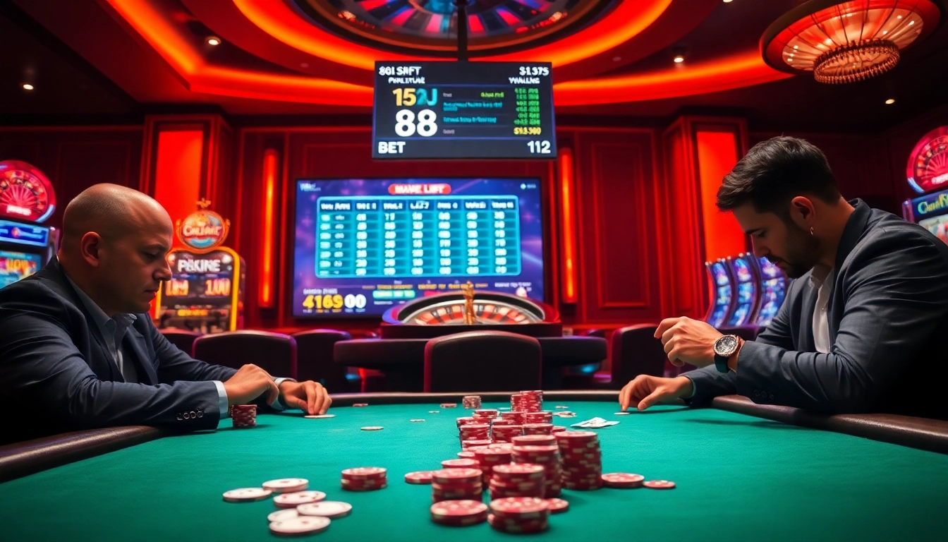 Exciting casino scene showcasing 88i bet with poker action and live betting odds.