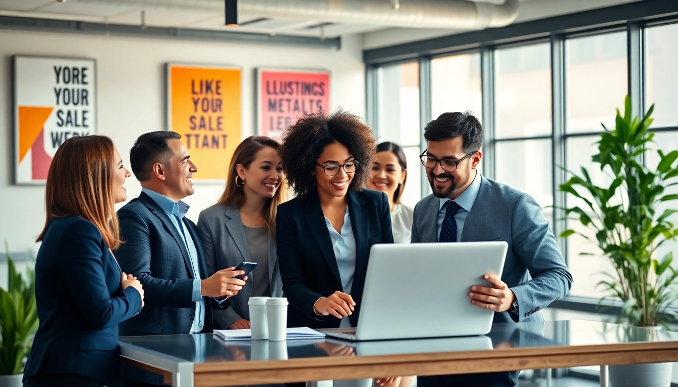 Learn how to hire top sales talent in a vibrant office setting illustrating teamwork and recruitment.