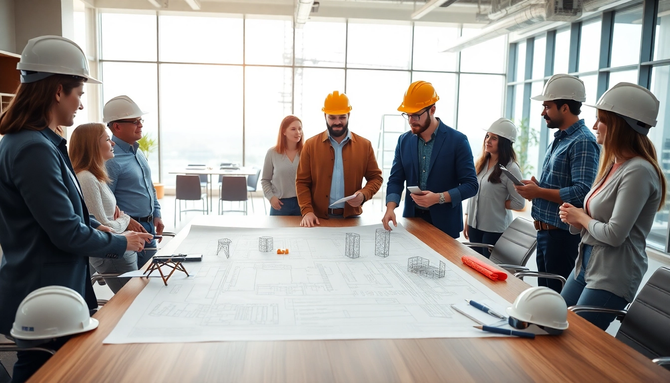 Construction advocacy Colorado showcases advocates collaborating on building plans in a professional setting.