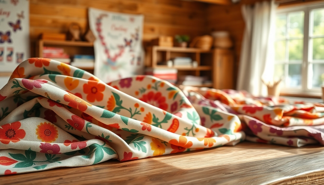 Kwaliteit van hoogwaardige bedrukte katoenen stoffen met levendige ontwerpen op een houten tafel.