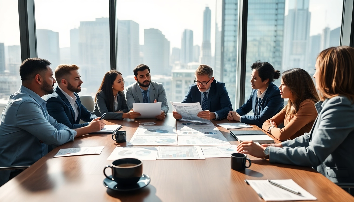 Crisis management consultant leading a team discussion in a bright office.