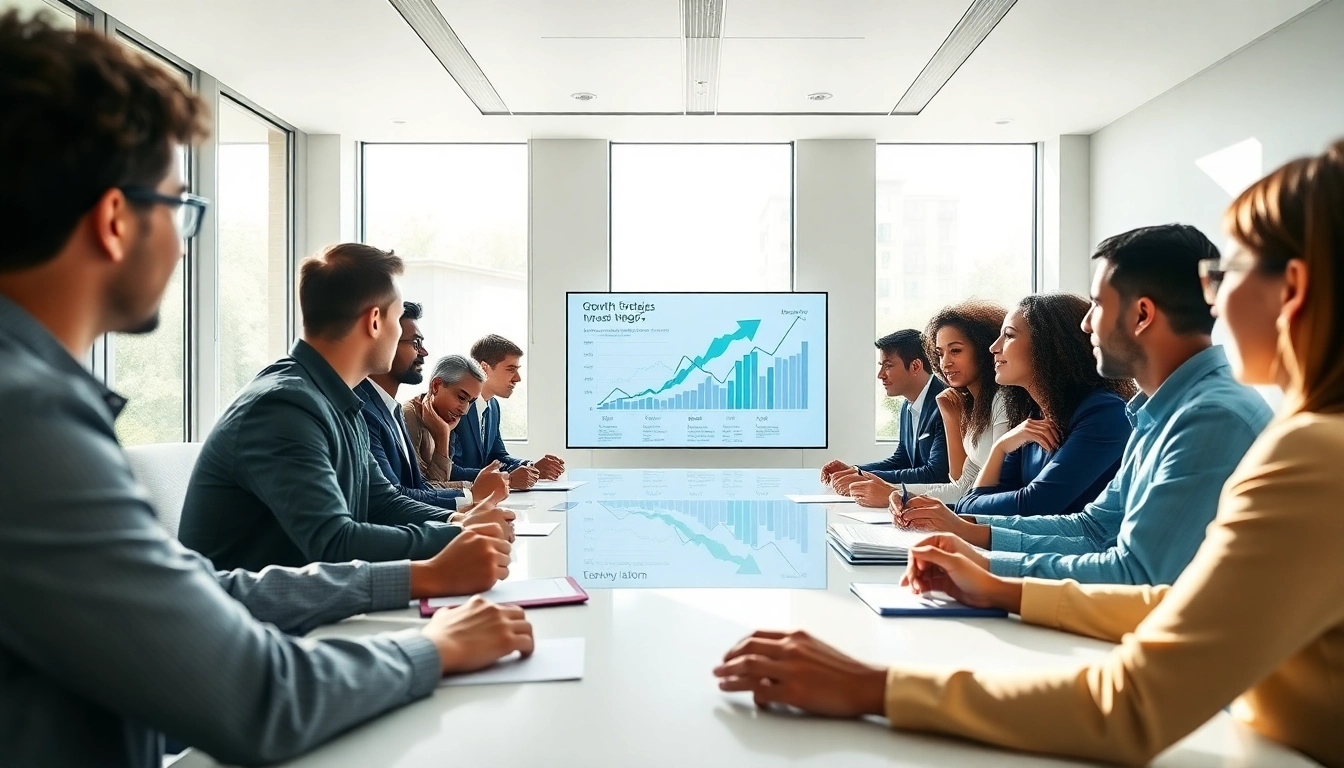 Engage with business growth insights during a professional meeting setting, highlighting collaboration.