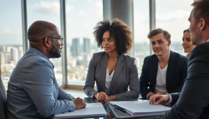 Broward County litigation lawyer consulting with clients in a professional atmosphere.