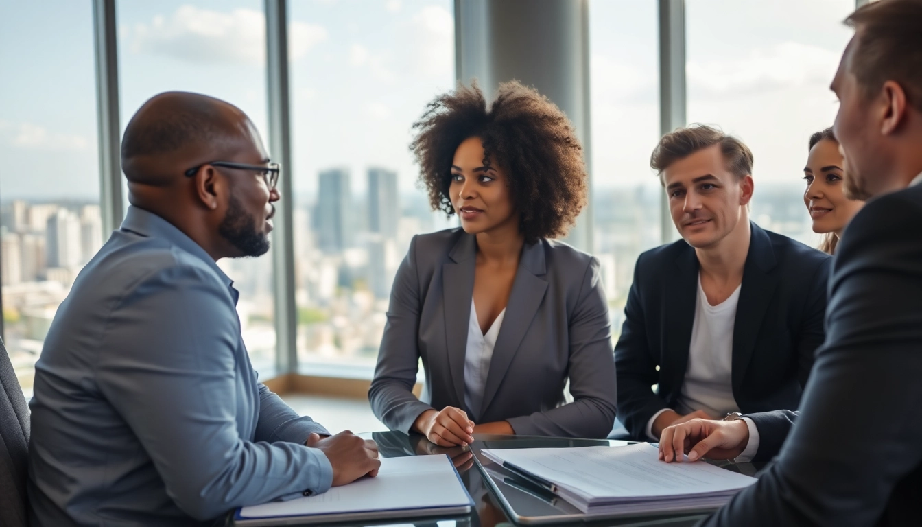 Broward County litigation lawyer consulting with clients in a professional atmosphere.