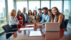 Jacksonville Immigration Lawyer consulting with clients in a bright, professional office space.